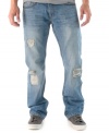 A flattering slim fit and edgy distressed details give these Royal Premium Denim jeans a hip style.