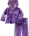 adidas Baby-Girls Infant 2 Piece Princess Velour Set, Dark Purple, 18 Months