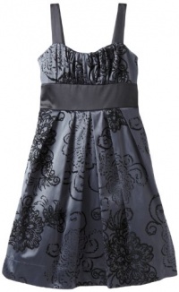 Ruby Rox Kids Girls 7-16 Flocked Party Dress, Charcoal/Black, 12