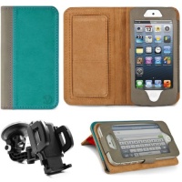 Aqua-Gray VG Faux Leather Standalone Case for Apple iPhone 5 & Apple iPod Touch 5 (Compatible with All Models) + Mirror Screen Protector+ Universal Windshield Vehicle Mount Aqua-Gray VG Faux Leather Standalone Case for Apple iPhone 5 & Apple iPod Touch 5 (Compatible with All Models) + Mirror Screen Protector+ Universal Windshield Vehicle Mount