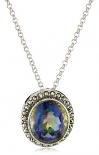 Judith Jack Moorea Sterling Silver, Marcasite and Mystic Quartz Drop Pendant Necklace