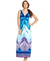 Global glamour finds its way to your closet! AGB's exotically-printed maxi makes a statement for summer.
