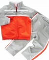 He'll win the cuteness race in this cool and colorful Puma track jacket and pants set.