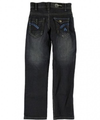 Akademiks Almaden Straight Fit Jeans (Sizes 8 - 20) - blue/black, 10 Akademiks Almaden Straight Fit Jeans (Sizes 8 - 20) - blue/black, 10