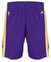 Represent the LA Lakers in these swingman shorts by adidas.