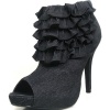 Fahrenheit Yama-08 Black Denim Peep Toe Ankle Booties, Size: 6 (M) US [Apparel]