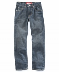 Narrow down the choices with these slim fit, straight leg jeans from Levi's that always wear well. Narrow down the choices with these slim fit, straight leg jeans from Levi's that always wear well.
