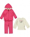 Nautica Sportswear Kids Baby-Girls Infant 3-Piece Knit Hoodie Set