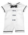 He'll be ready to set sail in this adorable romper by Rare Editions. Includes cute matching hat.