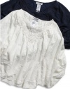 GUESS Kids Girls Big Girl Burnout Dolman Sleeve Top, NAVY (16)