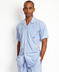 Distinguish your sleep style. This plaid camp shirt from Nautica makes it happen. Distinguish your sleep style. This plaid camp shirt from Nautica makes it happen.