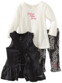 Calvin Klein Baby-girls Infant Vest with Long Sleeve Tee And Printed Pant, Assorted, 12 Months Calvin Klein Baby-girls Infant Vest with Long Sleeve Tee And Printed Pant, Assorted, 12 Months