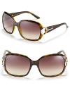 Gucci goes glam with these oversized sunglasses highlighted by a horsebit detail at temple. Nose tabs help to secure fit.