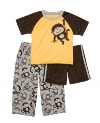 No matter the temperature, he'll be ready to have a swinging good time in this shirt, shorts and pants set from Carters. No matter the temperature, he'll be ready to have a swinging good time in this shirt, shorts and pants set from Carters.