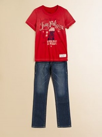 Your little man will be on everyone's list when he wears this most-wanted tee with an outlaw print for a touch of the wild west.CrewneckShort sleevesPullover styleCottonMachine washImported Your little man will be on everyone's list when he wears this most-wanted tee with an outlaw print for a touch of the wild west.CrewneckShort sleevesPullover styleCottonMachine washImported