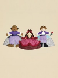 Reversible doll has two contrasting outfits in one: Beauty in a red and pink gown with organza accents flips upside down to the Beast with horns and furry feet that then reverses to a crowned Prince with rose. 11¼H X 10W X 2½D Imported Recommended for ages 2 and up Reversible doll has two contrasting outfits in one: Beauty in a red and pink gown with organza accents flips upside down to the Beast with horns and furry feet that then reverses to a crowned Prince with rose. 11¼H X 10W X 2½D Imported Recommended for ages 2 and up