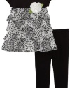 Sweet Heart Rose Baby-girls Infant Polka Dot Legging Set, Black/White, 18 Months