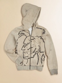 A cool zip-up layer with Diesel's signature Indian motif.Attached hoodZip frontLong sleeves with ribbed cuffsRibbed hemCottonMachine washImported A cool zip-up layer with Diesel's signature Indian motif.Attached hoodZip frontLong sleeves with ribbed cuffsRibbed hemCottonMachine washImported