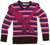 Girl's Multicolor Striped Long Sleeve V-Neck Sweater - Energie 9 Years - 9 Y