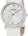 Kenneth Cole REACTION Women's RK6007 Analog Stones Bezel White Strap Watch Box Set