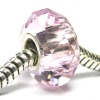 Sterling Silver Birthstone Pink Rose Crystal European Bead Charm October