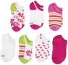 Stride Rite Girls 2-6X Promo Fun Stripes And Daisies 7 Pack No Show Socks, Multi, 6/7.5 (Shoe Size 7-10)