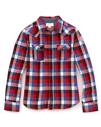 Diesel updates a classic cotton sport shirt in multicolor check, mini-check lining and logo applique lettering across the back. Diesel updates a classic cotton sport shirt in multicolor check, mini-check lining and logo applique lettering across the back.