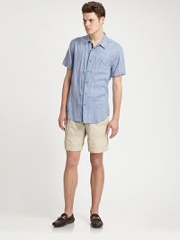 A relaxed-fit sportshirt, with effortless casual style, set in washed linen.ButtonfrontChest patch pocketLinenDry cleanImported A relaxed-fit sportshirt, with effortless casual style, set in washed linen.ButtonfrontChest patch pocketLinenDry cleanImported