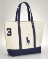A sporty reincarnation of the iconic polo shirt, this twill cotton tote is adorned with an applied 3 and Ralph Lauren's Big Pony.