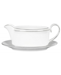 Romance weds modern sensibility in bridal designer Vera Wang's exquisite dinnerware and dishes collaboration with Wedgwood. Echoing the decorative touches that transform a bridal gown, Grosgrain's pure white bone china is adorned with a border of textured platinum ribbon. Romance weds modern sensibility in bridal designer Vera Wang's exquisite dinnerware and dishes collaboration with Wedgwood. Echoing the decorative touches that transform a bridal gown, Grosgrain's pure white bone china is adorned with a border of textured platinum ribbon.