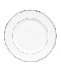 Romance weds modern sensibility in bridal designer Vera Wang's exquisite dinnerware and dishes collaboration with Wedgwood. Echoing the decorative touches that transform a bridal gown, Grosgrain's pure white bone china dinner plates are adorned with a border of textured platinum ribbon. Romance weds modern sensibility in bridal designer Vera Wang's exquisite dinnerware and dishes collaboration with Wedgwood. Echoing the decorative touches that transform a bridal gown, Grosgrain's pure white bone china dinner plates are adorned with a border of textured platinum ribbon.