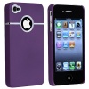 eForCity Snap-on Rubber Coated Case compatible with Apple® iPhone® 4 / 4S, Purple with Chrome Hole