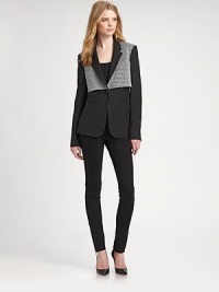 A refreshing take on the classic blazer, this design features soft, jersey details to complement its crisp, clean lines. Notched collarLong sleevesButton closureWelt pocketsFully linedAbout 27 from shoulder to hem64% acrylic/20% polyamide/8% polyester/6% polyurethane/2% elastaneDry cleanImported Model shown is 5'10 (177cm) wearing US size 4. A refreshing take on the classic blazer, this design features soft, jersey details to complement its crisp, clean lines. Notched collarLong sleevesButton closureWelt pocketsFully linedAbout 27 from shoulder to hem64% acrylic/20% polyamide/8% polyester/6% polyurethane/2% elastaneDry cleanImported Model shown is 5'10 (177cm) wearing US size 4.