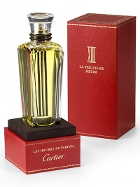 The countdown has begun, now is the time to beguile him or her, the object of desire. The time for danger when everything is possible ... a moment of exact seduction when LA Treiziéme Heure glides, sensual and mesmerizing on the skin, with intoxicating hints of narcissus, maté, and leather. 2.5 oz.By smoke, I mean perfume. Smoke like a fascination, to be worn like a trap with intent. Mathilde Laurent, Perfumer of the Maison Cartier. The countdown has begun, now is the time to beguile him or her, the object of desire. The time for danger when everything is possible ... a moment of exact seduction when LA Treiziéme Heure glides, sensual and mesmerizing on the skin, with intoxicating hints of narcissus, maté, and leather. 2.5 oz.By smoke, I mean perfume. Smoke like a fascination, to be worn like a trap with intent. Mathilde Laurent, Perfumer of the Maison Cartier.