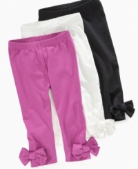Turn any of her outfits from casual to a little bit fancy with a pair of these bow-accented leggings from First Impressions. Turn any of her outfits from casual to a little bit fancy with a pair of these bow-accented leggings from First Impressions.