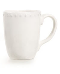 Elegant is an understatement with the Blanc Brigette mug by Versailles Maison. Raised dots and a soft white finish adorn beautifully distressed earthenware. Elegant is an understatement with the Blanc Brigette mug by Versailles Maison. Raised dots and a soft white finish adorn beautifully distressed earthenware.