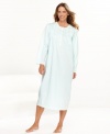 Reward yourself at the day's end. This nightgown by Miss Elaine features soft brushed back satin and a roomy fit, perfect for relaxing or sleeping.