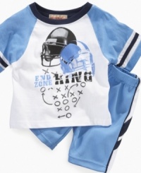 A little man with a plan. He'll be prepped and ready for some rough-and-tumble fun in this active shirt and short set from Kids Headquarters. A little man with a plan. He'll be prepped and ready for some rough-and-tumble fun in this active shirt and short set from Kids Headquarters.