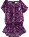 Baby Phat - Kids Girls 7-16 Printed Leopard Tunic, Purple, Small