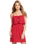 A draped ruffle adds a modern flair to this Ali & Kris A-line sundress - perfect for a summer day-to-night look!