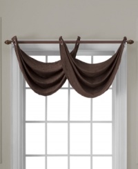 Modern design meets the classic, shimmering look of chenille. The Langdon valance features a convenient grommeted header, allowing for a sleek drape that glides easily and gives a clean finish to any room. Modern design meets the classic, shimmering look of chenille. The Langdon valance features a convenient grommeted header, allowing for a sleek drape that glides easily and gives a clean finish to any room.