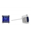 Bring on the shine. CRISLU's princess-cut stud earrings pack brilliant color into a small package. Blue cubic zirconias (4 ct. t.w.) stand out against a platinum over sterling silver setting. Approximate diameter: 9 mm.