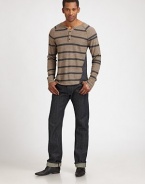A modern icon, this classic henley exudes extreme edge appeal and versatility, in soft, easy-fitting, baby alpaca wool.Four-button placketRibbed collar, cuffs and hem70% alpaca wool/30% rayon from bambooDry cleanImported