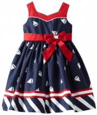 Jayne Copeland Girls 2-6X Sailboat Print Dress, Navy, 5 Jayne Copeland Girls 2-6X Sailboat Print Dress, Navy, 5