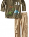 Nannette Baby-boys Infant Dino 2 Piece Pant Set, Green, 12 Months