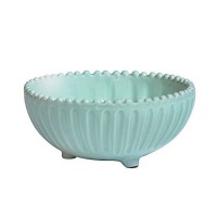 Vietri Incanto Aqua Stripe Footed Bowl 5.75 in D (Set of 2) Vietri Incanto Aqua Stripe Footed Bowl 5.75 in D (Set of 2)