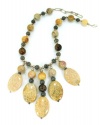 Semi Precious Stone, Fossil Coral Bib Necklace One of a Kind Earth Tone Unique Statement Jewelry