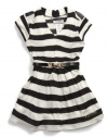 GUESS Kids Girls Striped Sweater Dress with Bow Belt, BLACK (5/6)