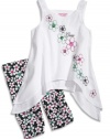 GUESS Kids Girls Little Girl Embroidered Top with Legging, WHITE (6)