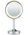 See for yourself. This Conair lighted makeup mirror in a chrome finish features double sided 1x to 5x magnification, circular lighting and a rotating mirror head for flexible viewing. Model BE150Z.